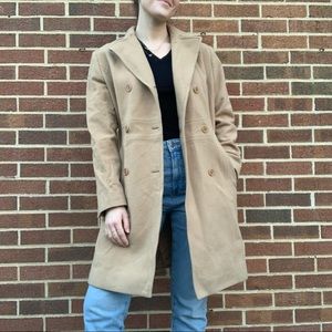 Kenneth Cole Wool Double-Breasted Camel Coat
